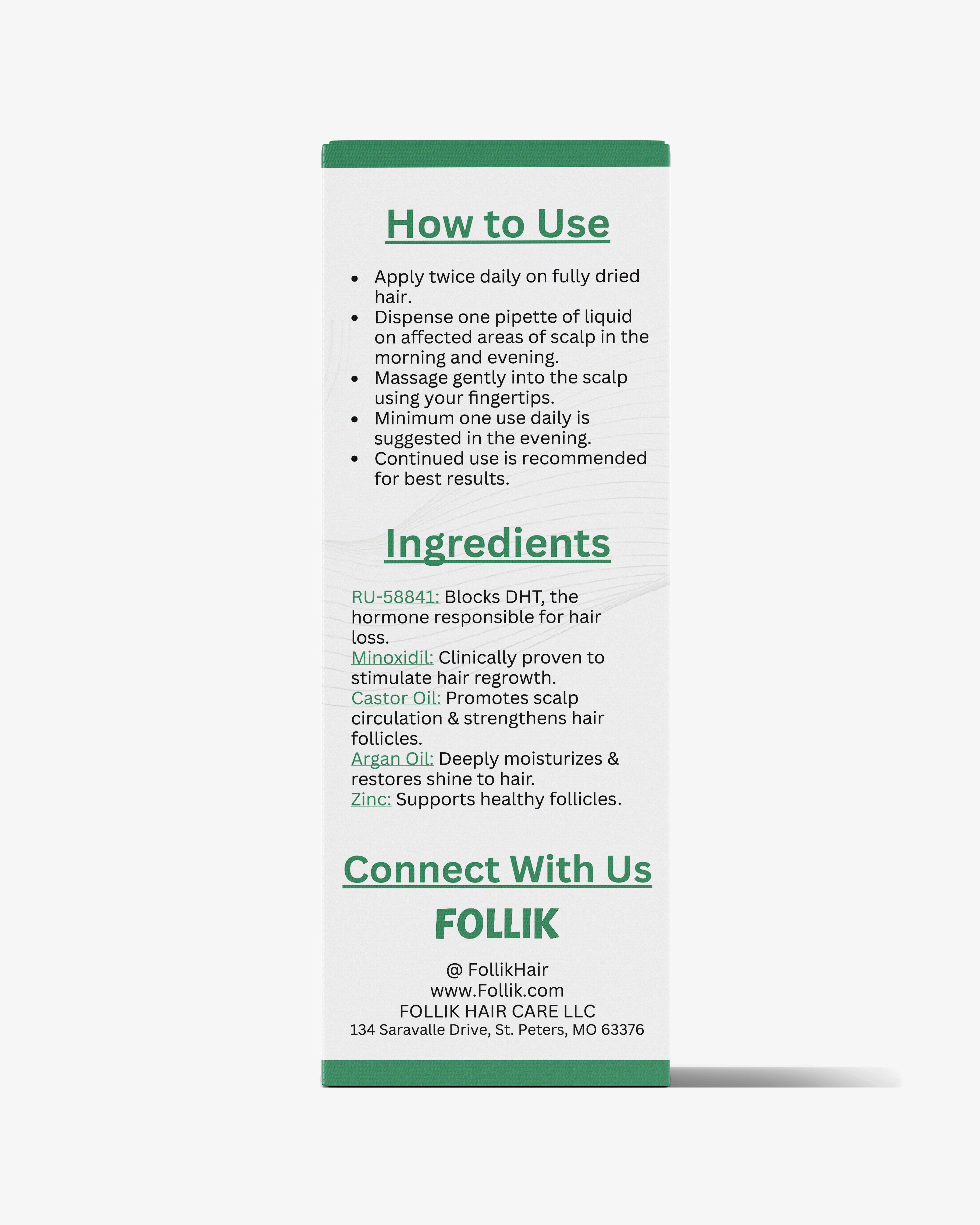 FOLLIK - Premium Hair Recovery & Growth Serum (RU58841+Minoxidil) (60ml)