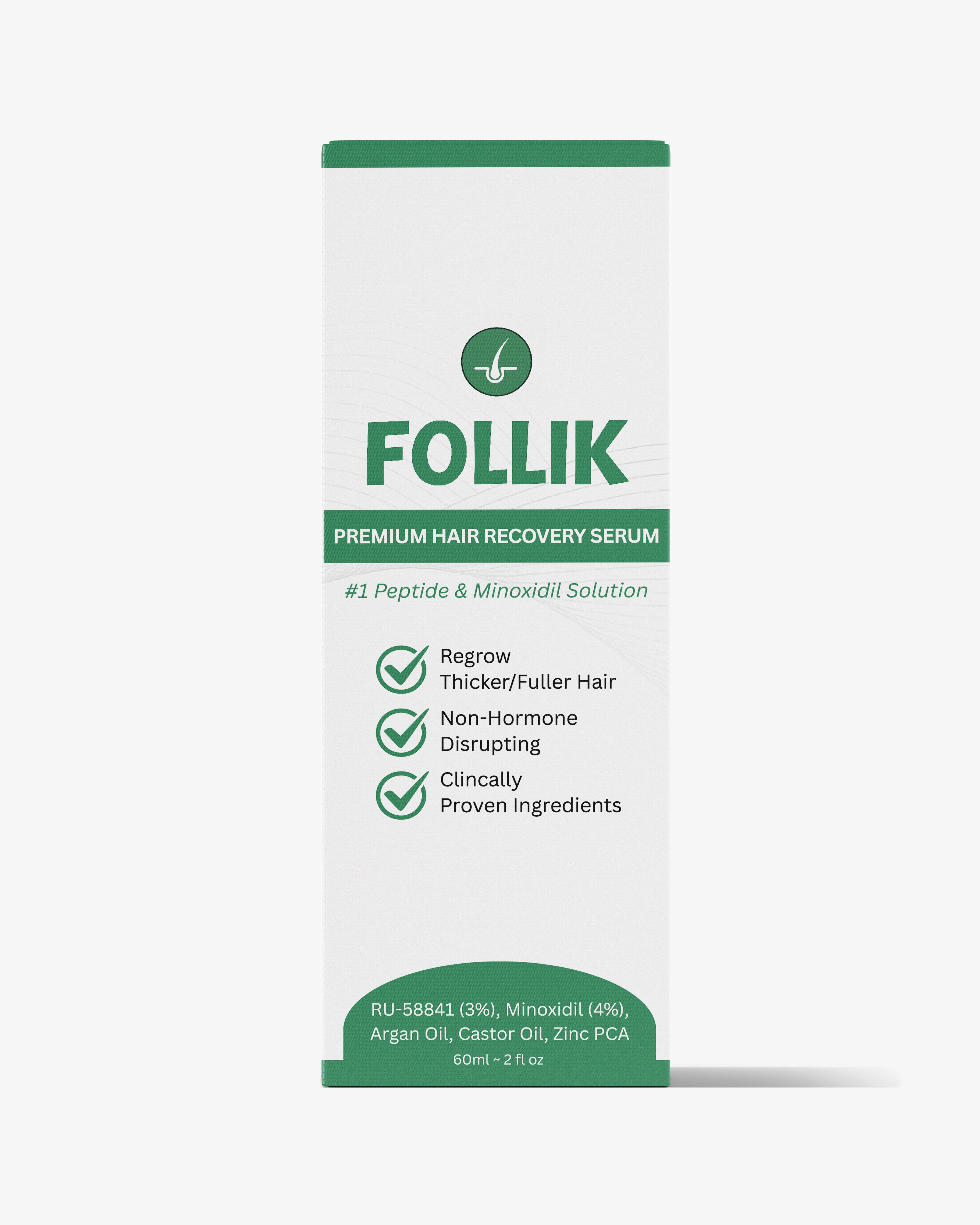 FOLLIK - Premium Hair Recovery & Growth Serum (RU58841+Minoxidil) (60ml)